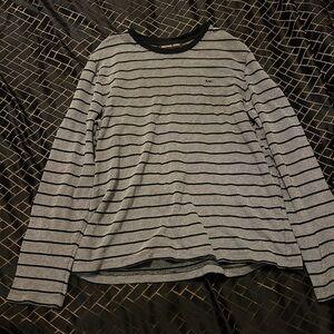 Michael Kors Black and Gray Striped Long Sleeve Shirt
